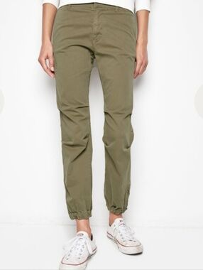 Nili Lotan French Military Pants Olive Green Slim Cropped Ankle Zip Women 8 $325